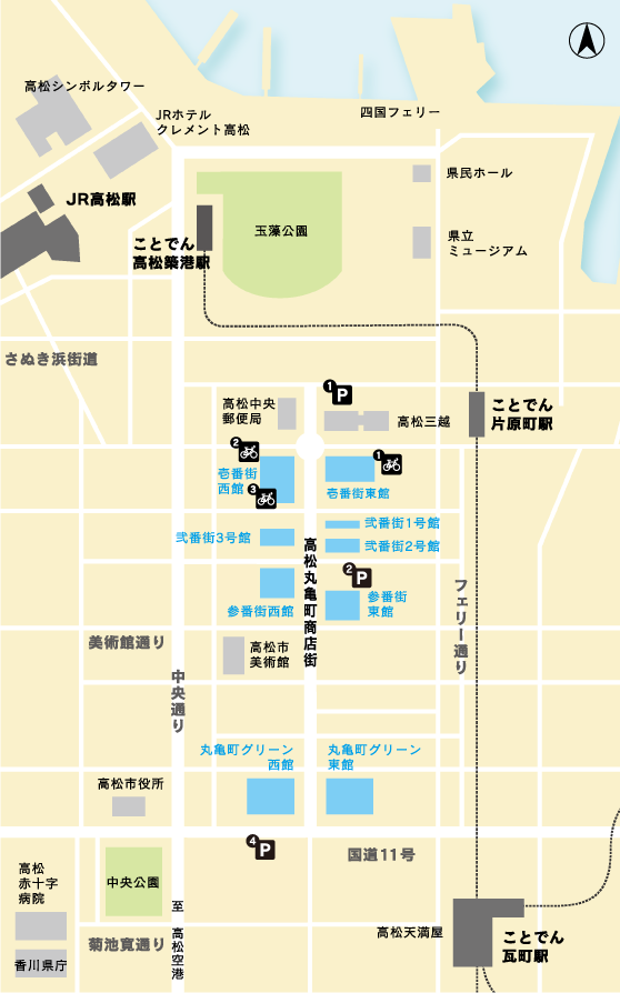 丸亀間商店街周辺マップ
